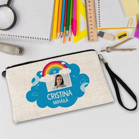 Personalisiertes Schulset mit Foto und Text – Regenbogen-Motiv