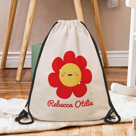 Personalisierter Rucksack mit Namen – Modell „Bunte Blume“
