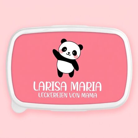 Lunchbox, personalisierte Auflaufform mit Text und farbigem Hintergrund – Panda