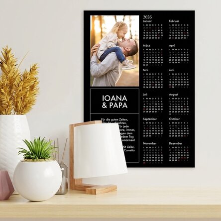 Individuell gestaltetes Kalenderposter mit einem Foto und einer Botschaft