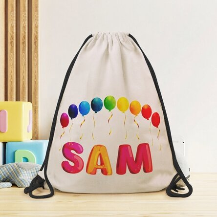 Rucksack mit Namensaufdruck – Bunte Luftballons