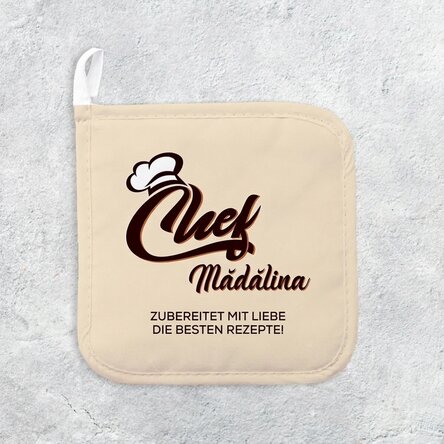 Individuell gestalteter Untersetzer für heiße Töpfe mit Aufdruck – Chef