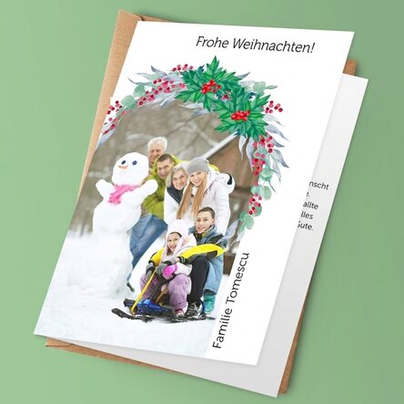 Personalisierte Grußkarte mit Foto und Botschaft – Frohe Weihnachten