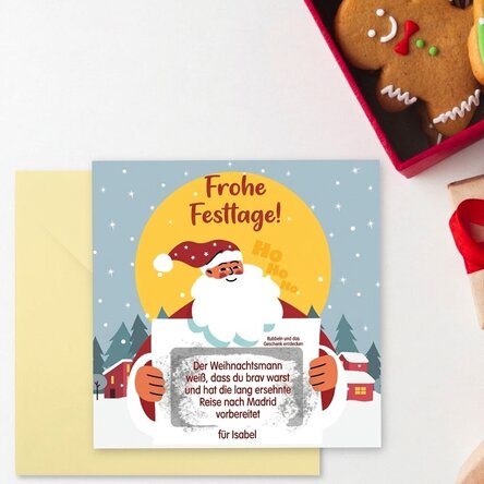 Personalisierte Rubbelkarte mit Botschaft – Nachricht vom Weihnachtsmann