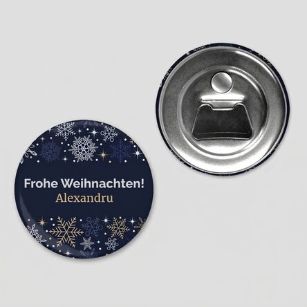 Personalisierter Flaschenöffner mit Magnet und Text – Weihnachtsrahmen