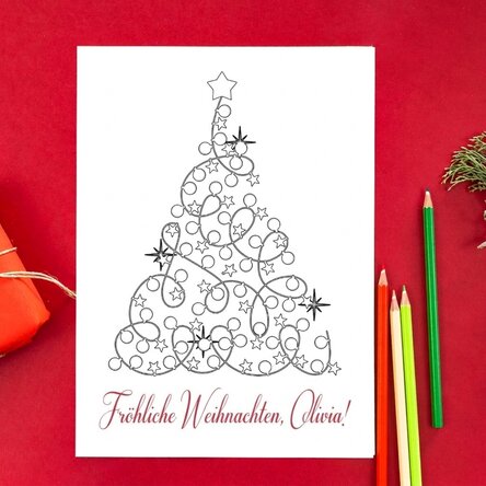 Individuell gestaltete Weihnachtskarte zum Ausmalen mit Weihnachtsgruß