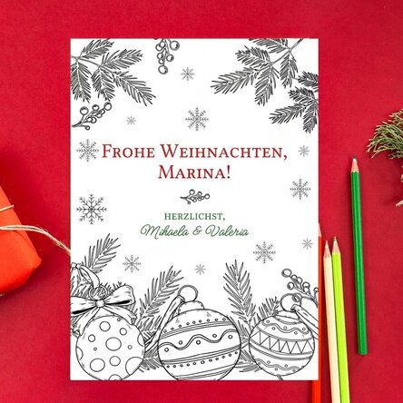 Individuell gestaltete Grußkarte zum Ausmalen mit persönlicher Botschaft – Weihnachten