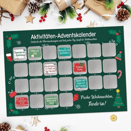 Individuell gestaltbares Rubbel-Adventsplakat mit Botschaften – Aktivitäten