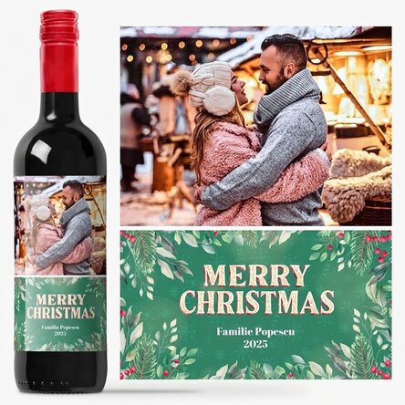 Personalisierter Wein mit Foto und Gruß – Frohe Weihnachten