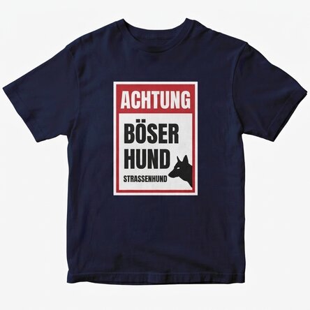 Personalisiertes Baumwoll-T-Shirt mit Aufdruck – Achtung, bösartiger Hund!