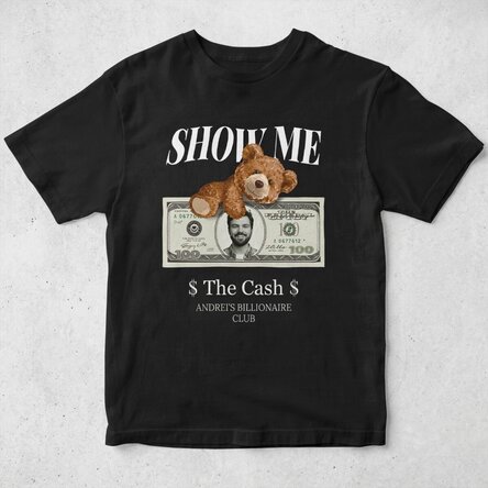 Personalisiertes Baumwoll-T-Shirt mit Foto und Text – „Show me the money“