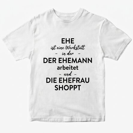 Personalisiertes Baumwoll-T-Shirt mit einem Spruch zum Thema Hochzeit