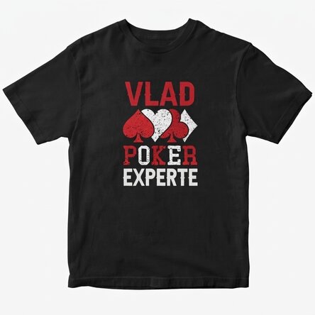 Personalisiertes Baumwoll-T-Shirt mit Aufdruck – Poker-Experte