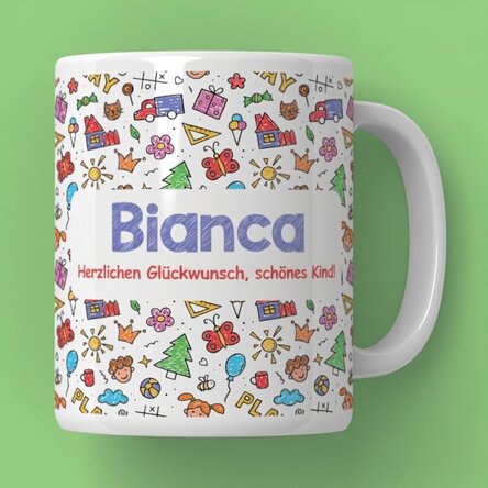 Personalisierte Tasse mit Botschaft – Kindertag