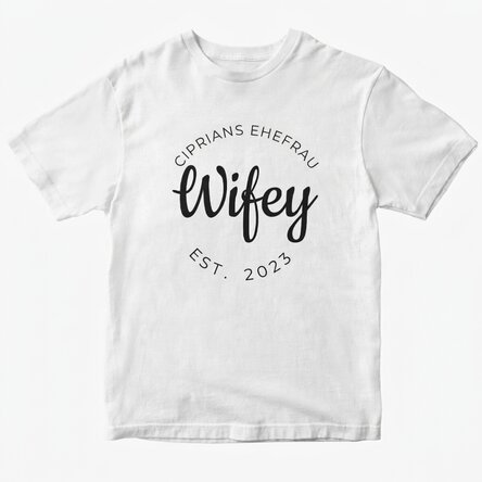 Personalisiertes Baumwoll-T-Shirt mit Aufdruck – Hubby & Wifey