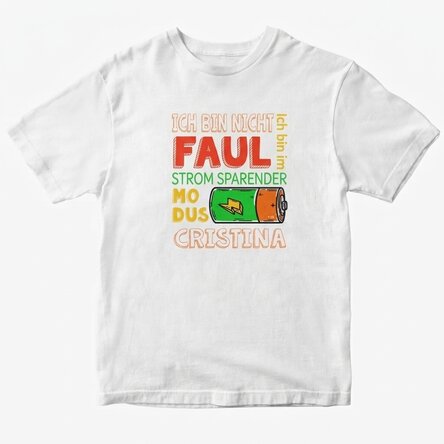 Personalisiertes Baumwoll-T-Shirt mit Aufdruck – Energiesparmodus