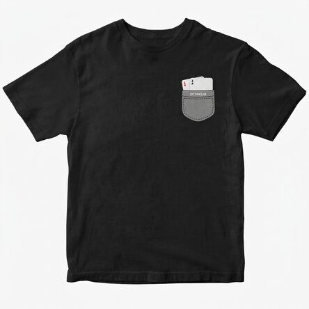 Personalisiertes Baumwoll-T-Shirt mit Aufdruck – Asse im Ärmel