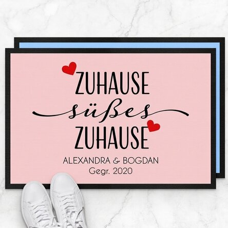 Individuell gestaltete Fußmatte mit Schriftzug – Home sweet home