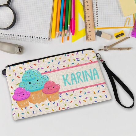 Personalisierte Accessoire-Tasche mit Namen – Cupcakes