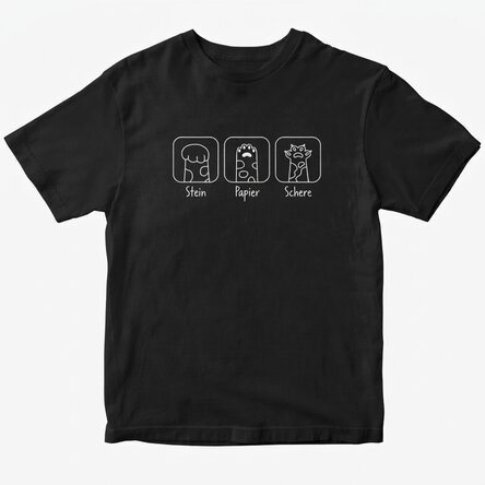 Personalisiertes Baumwoll-T-Shirt mit Aufdruck – Rock, Paper, Scissors