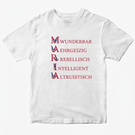 Personalisiertes Baumwoll-T-Shirt mit Aufdruck – Maria