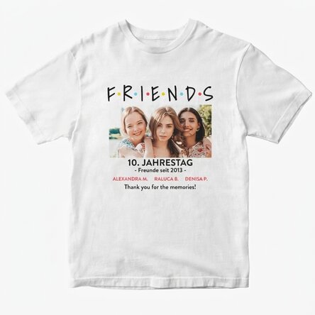 Personalisiertes Baumwoll-T-Shirt mit Foto und Botschaft – FRIENDS