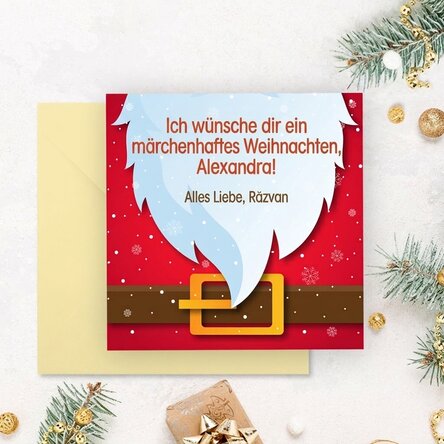 Individuell gestaltete quadratische Karte mit Botschaft – Weihnachtsmann
