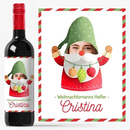 Personalisierter Wein mit Foto und Botschaft – Santa's helper