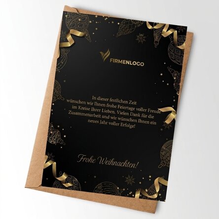 Personalisierte Karte mit Logo und Text – Golden Christmas