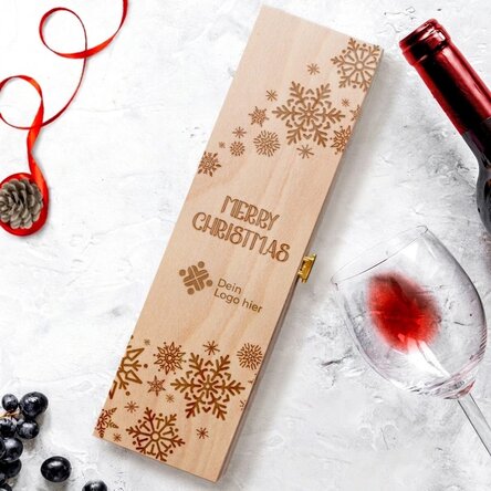Weinkiste mit Logo und Weihnachtsgruß