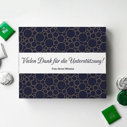 Personalisierte Pralinenschachtel mit Dankesbotschaft – Elegant
