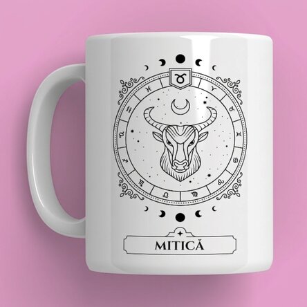 Personalisierte Tasse mit Namen und Sternzeichen – Stier