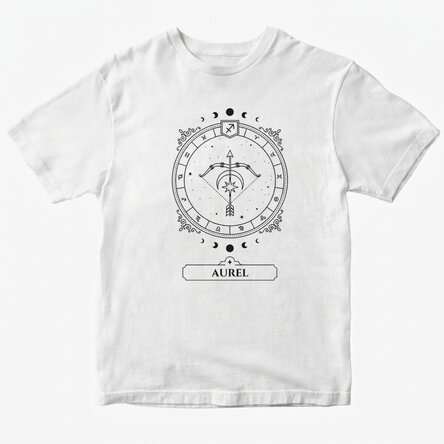 Personalisiertes Baumwoll-T-Shirt mit Namen und Sternzeichen – Schütze