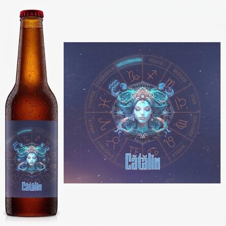 Personalisiertes Bier mit Namen und Sternzeichen – Wassermann