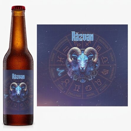 Personalisiertes Bier mit Namen und Sternzeichen – Widder