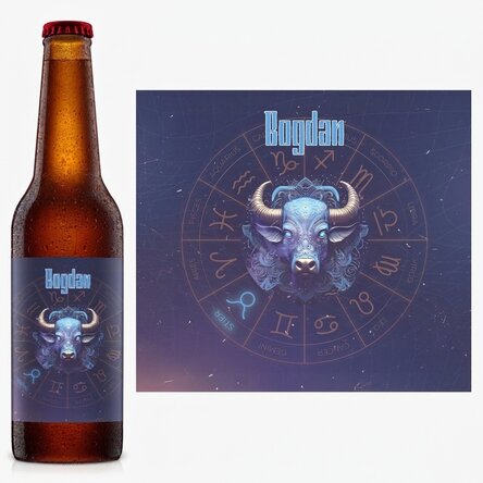 Personalisiertes Bier mit Namen und Sternzeichen – Stier