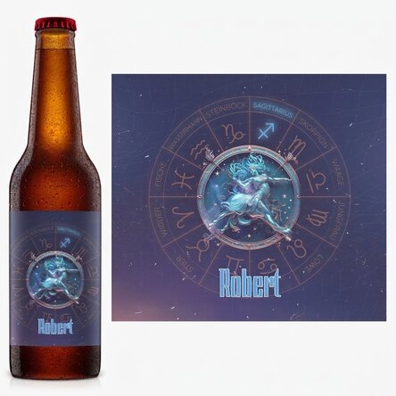 Personalisiertes Bier mit Namen und Sternzeichen – Schütze