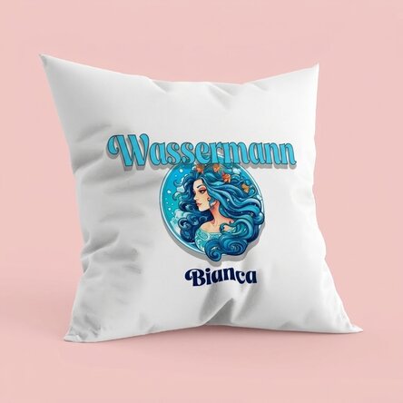 Personalisiertes Kissen mit Namen und Sternzeichen – Wassermann