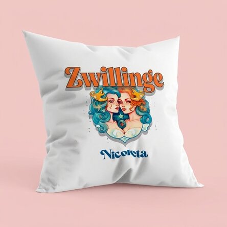 Personalisiertes Kissen mit Namen und Sternzeichen – Zwillinge