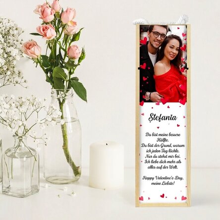 Personalisierte Weinkiste mit Foto und Botschaft – Love