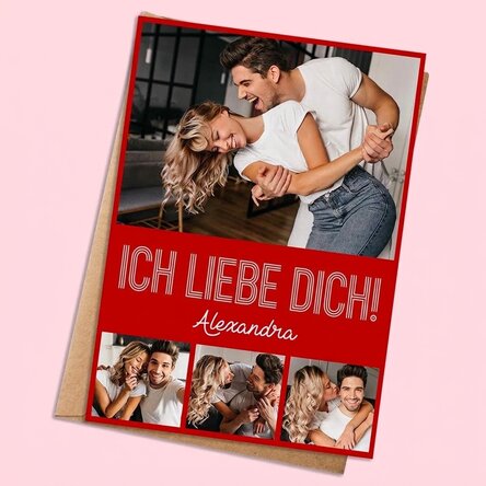 Individuell gestaltete Karte mit 4 Fotos und Text – Modern Love