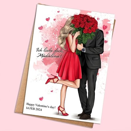 Personalisierte Karte mit Botschaft – In love