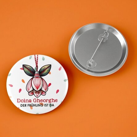 Personalisiertes Button mit Text – Schneeglöckchen