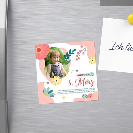 Individuell gestalteter Magnet 10x10 mit Foto und Text – Lovely Spring