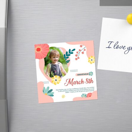 Individuell gestalteter Magnet 10x10 mit Foto und Text – Lovely Spring