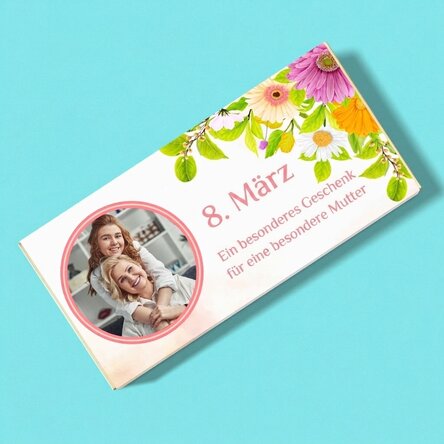 Personalisierte Schokolade mit Foto und Text – Frühlingsblumen
