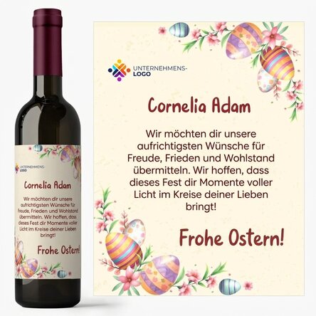 Personalisierter Wein mit Logo und Botschaft – Ostereier