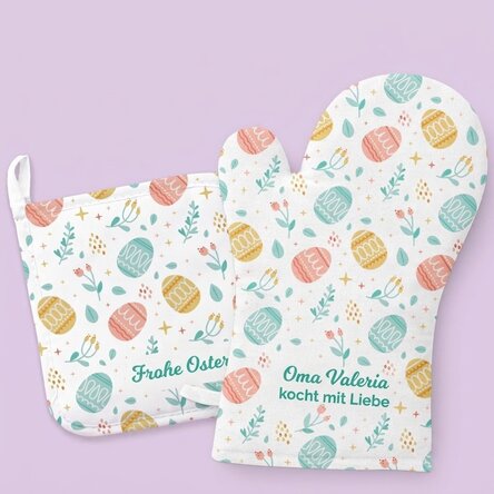 Individuelles Set – Topflappen und Topfhalter – Frohe Ostern