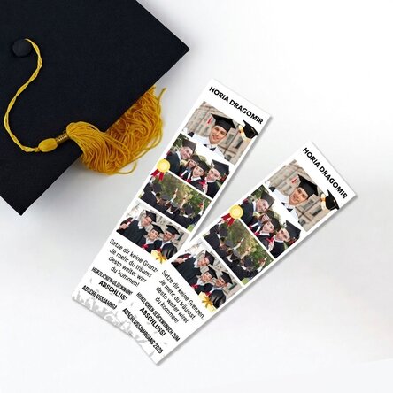 Personalisiertes Lesezeichen mit 4 Fotos und Text – Abschluss