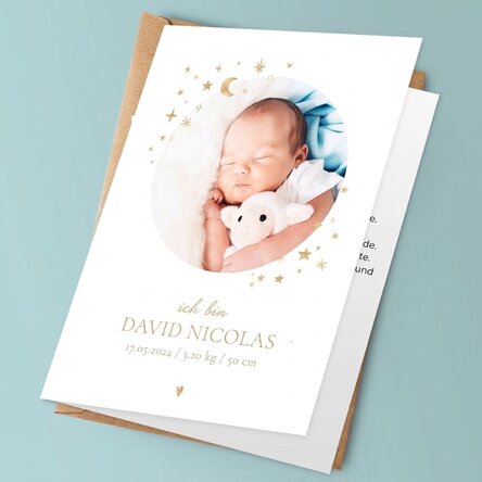 Personalisierte Grußkarte mit Text und Foto – Baby